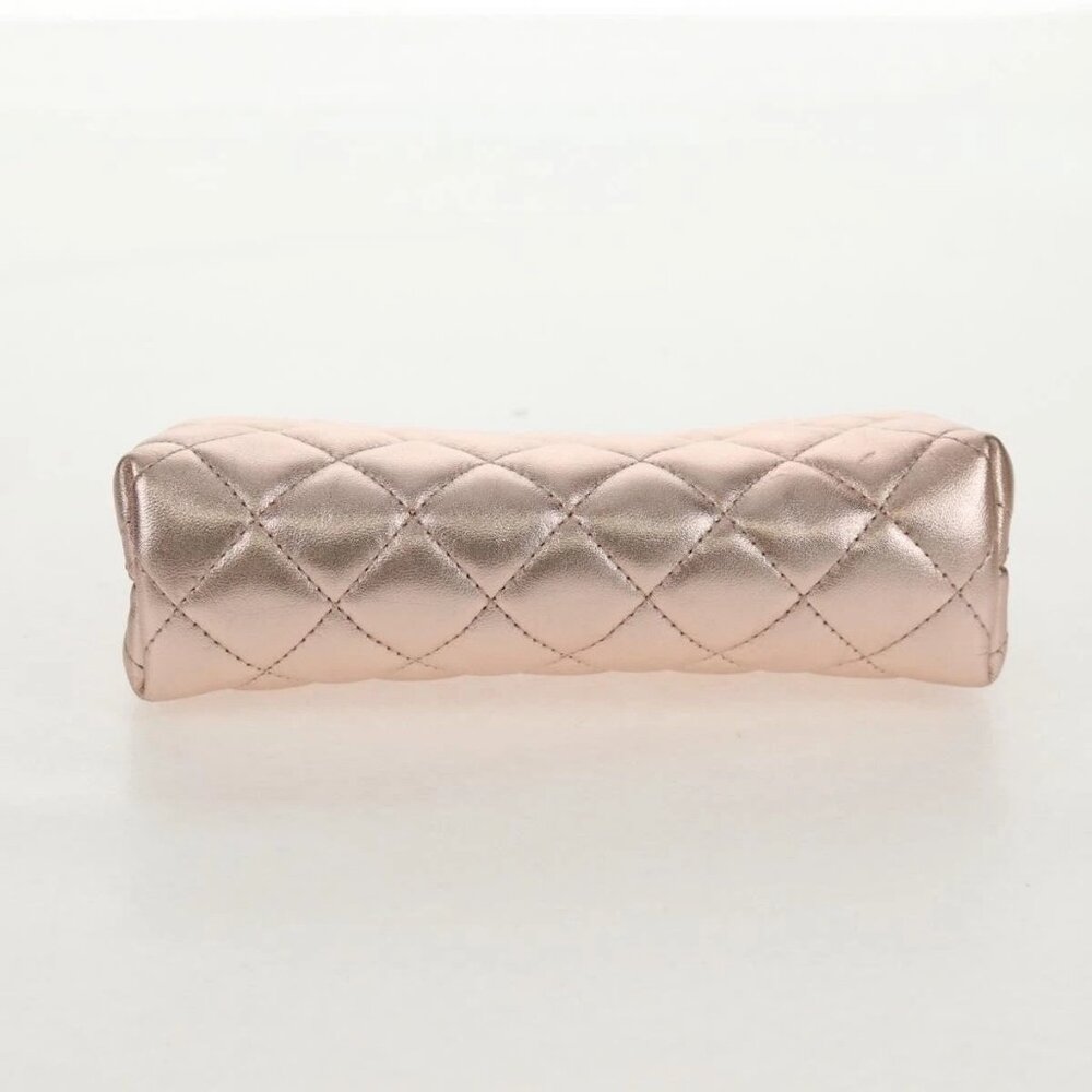 CHANEL Matelasse Pouch Lamb Skin Pink Gold CC Auth 157936M - Picture 7 of 16